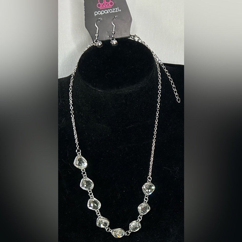 Paparazzi Silver Necklace with Crystal Accents